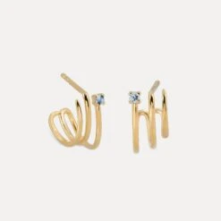 Aquamarine Trine Huggies Earrings