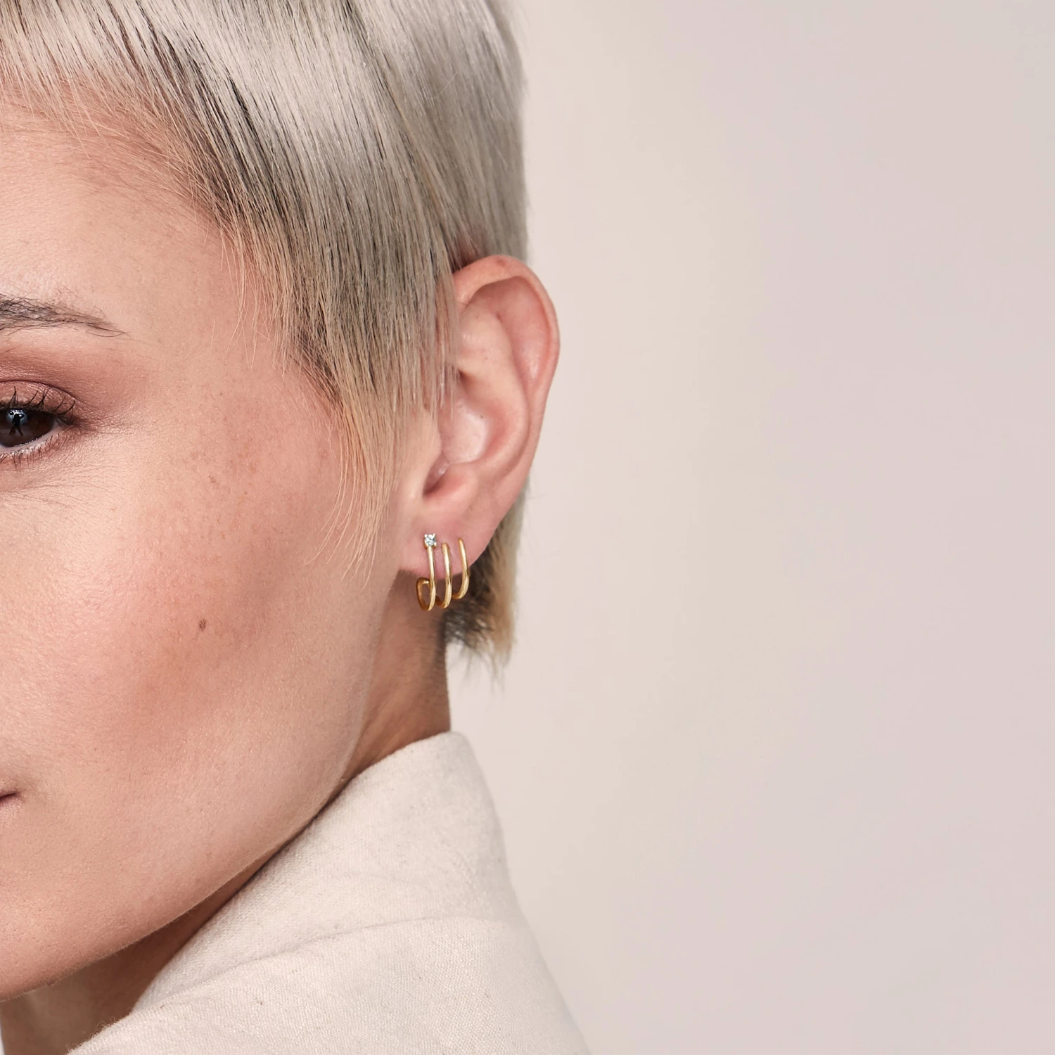 Aquamarine Trine Huggies Earrings 2 Aquamarine Trine Huggies Earrings - Image 2