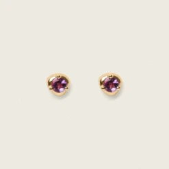 Mini Birthstone Stud Earrings | 14k Gold