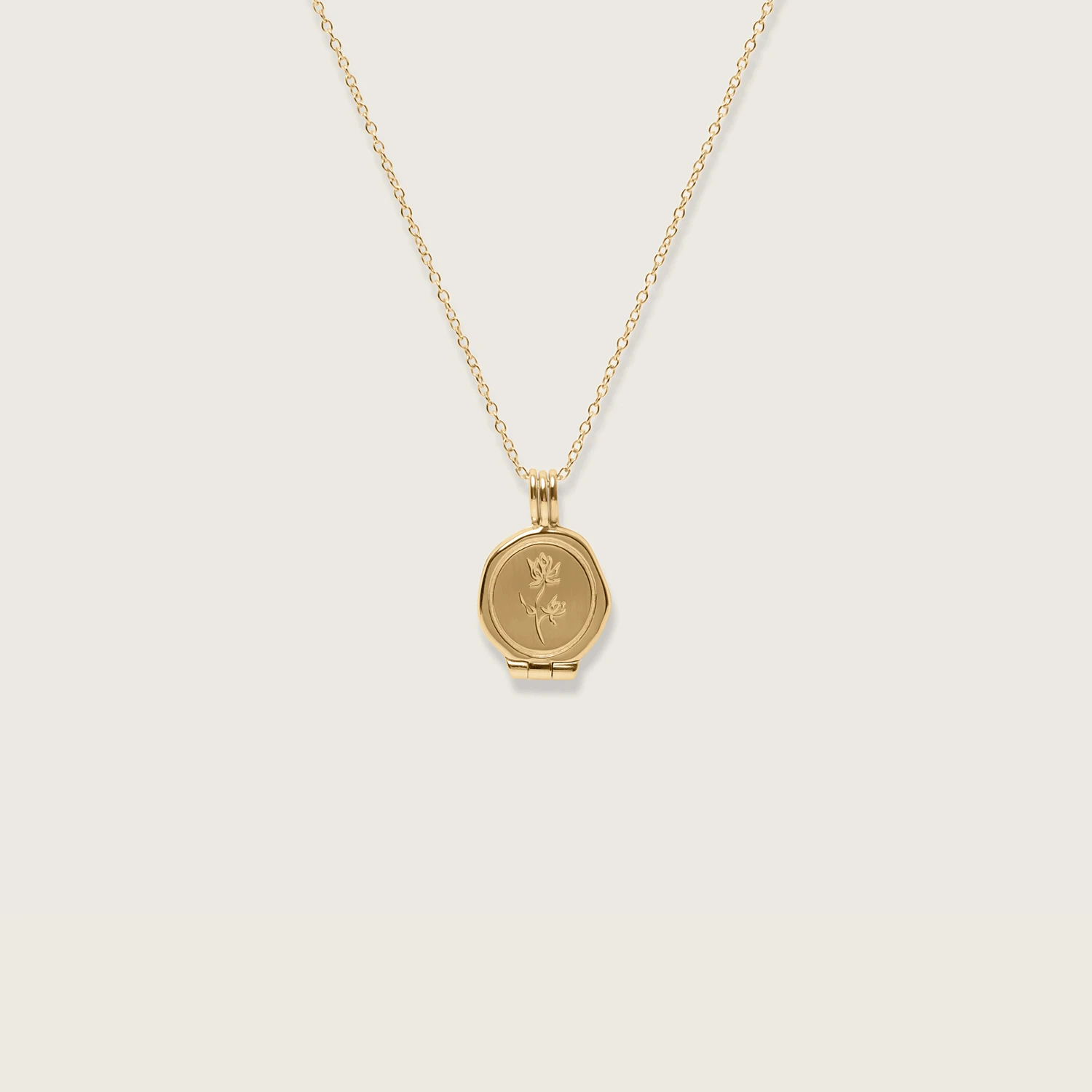 Floral Seal Locket Necklace | 14k Gold 7 Floral Seal Locket Necklace | 14k Gold - Image 7