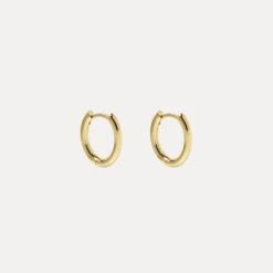 Oval Bold Hinged Huggies | 14k Gold