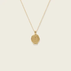 Rose Seal Locket Necklace | 14k Gold -STILNEST Jewelry Sales rose seal locket medallion kette 14k
